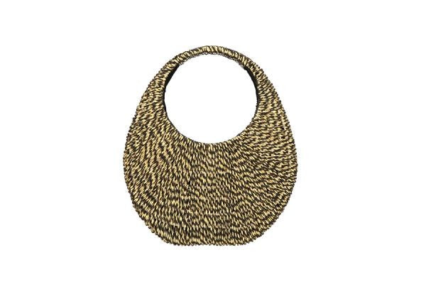 Oval Top Natural Straw Handbag