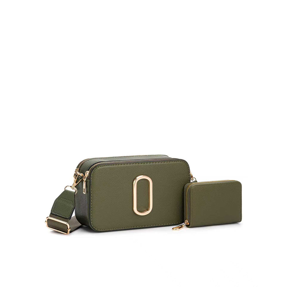 Designer Emblem Crossbody with Wallet