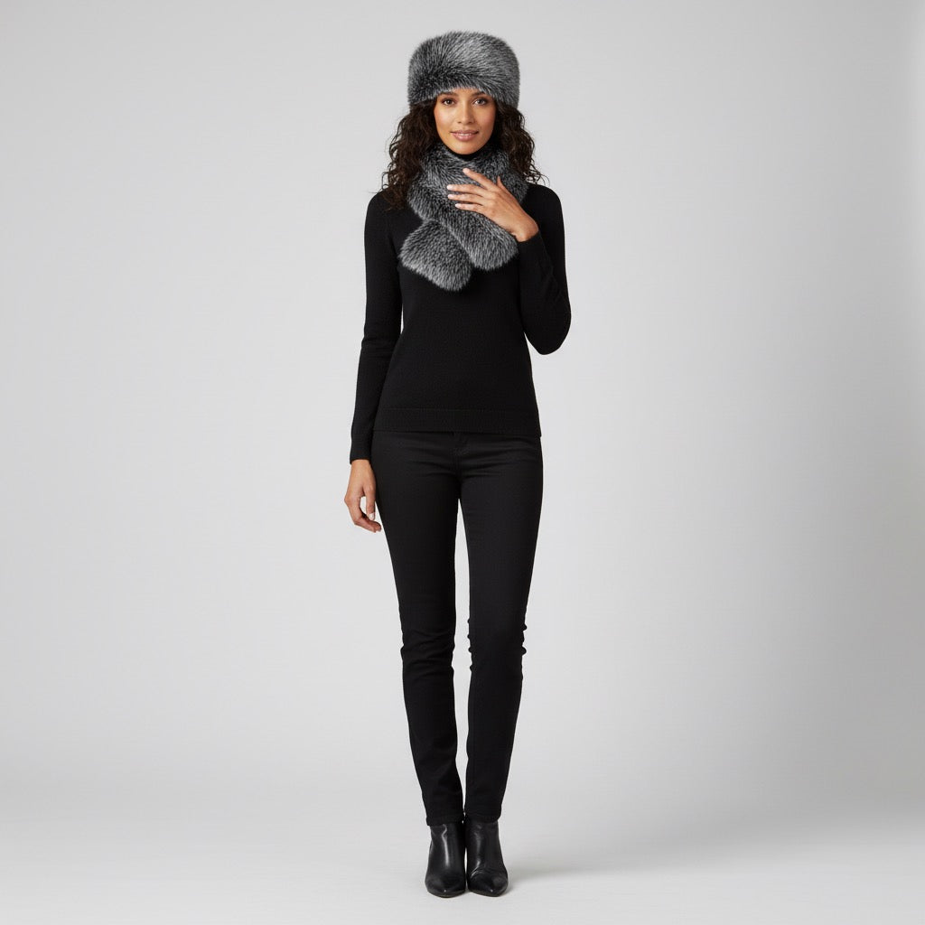 Fashion Faux Fur Scarf & Head Wrap Set