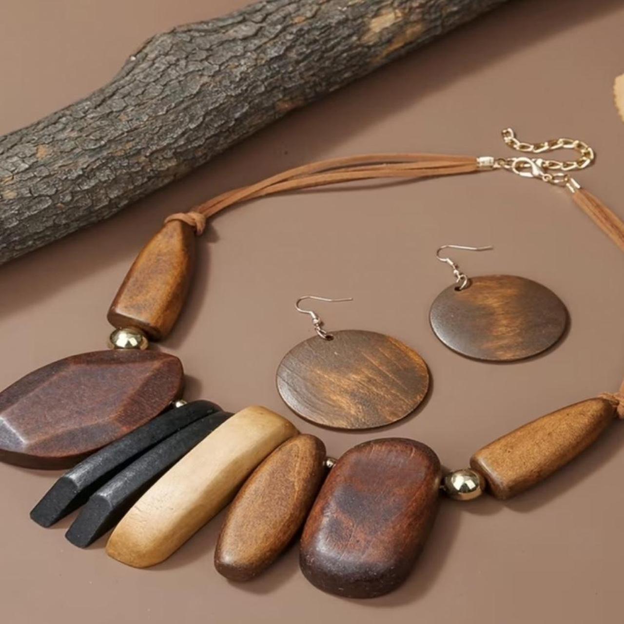 Boho Wooden Necklace Set