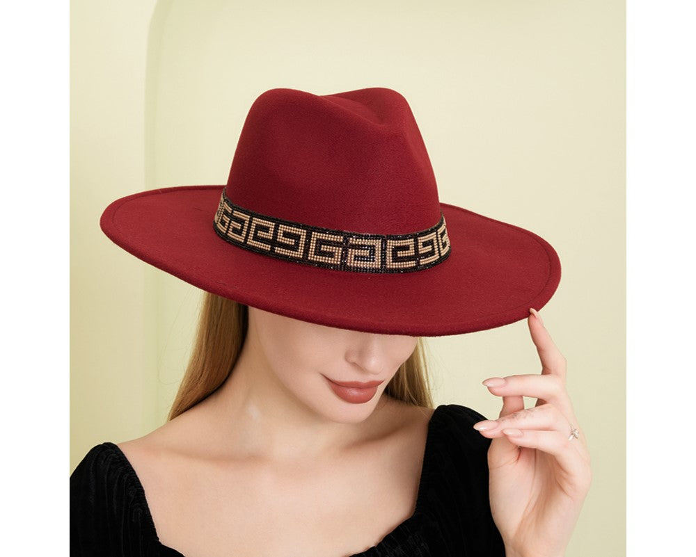 BLACK Bling Patterned Fedora