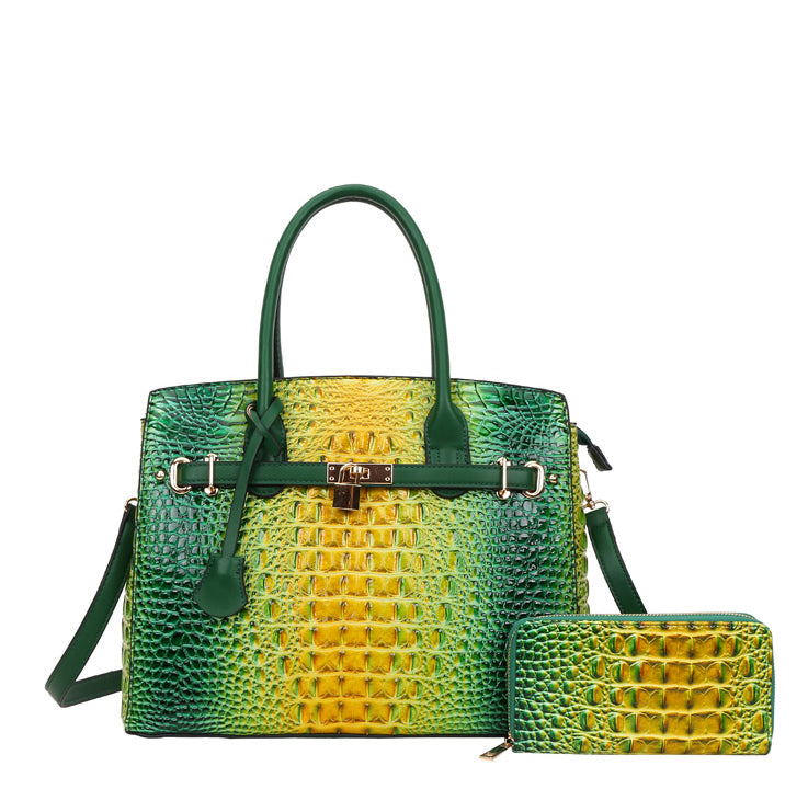 Ombre Croc Shoulder Bag with Wallet