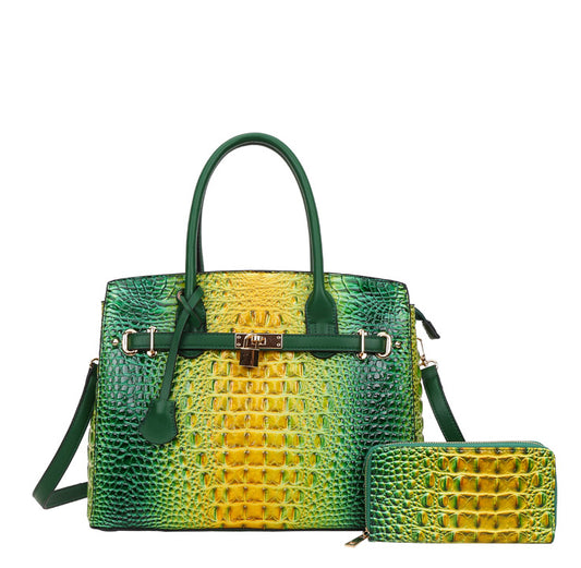 Ombre Croc Shoulder Bag with Wallet