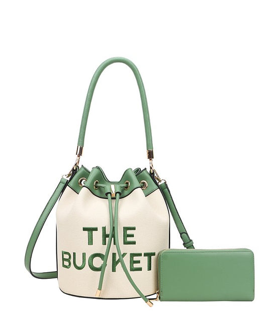 Salza Bucket Canvas Hobo with Wallet