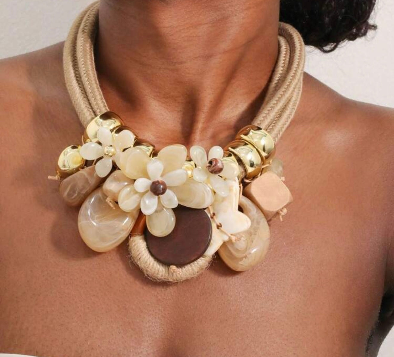 Bohemian Woven & Wood Necklace