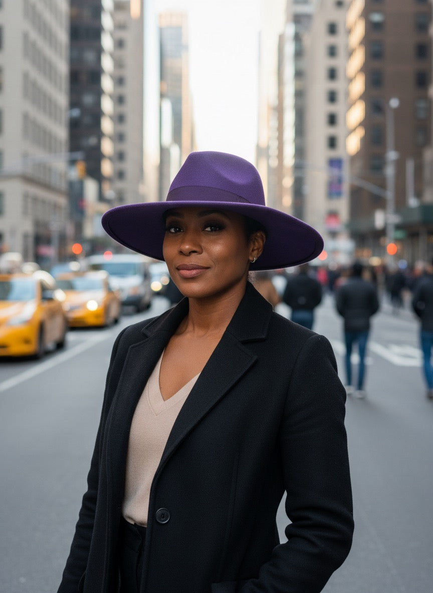 Unisex Ribbon Wide Brim Fedora