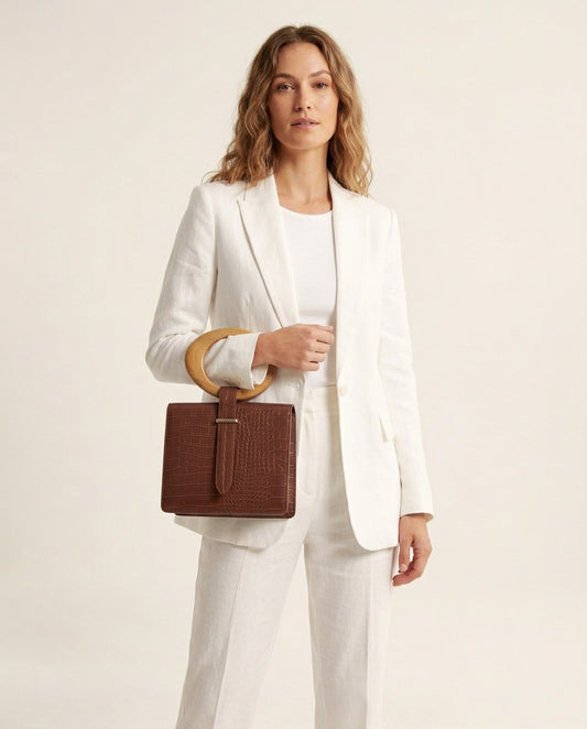 Wooden Handle Handbag