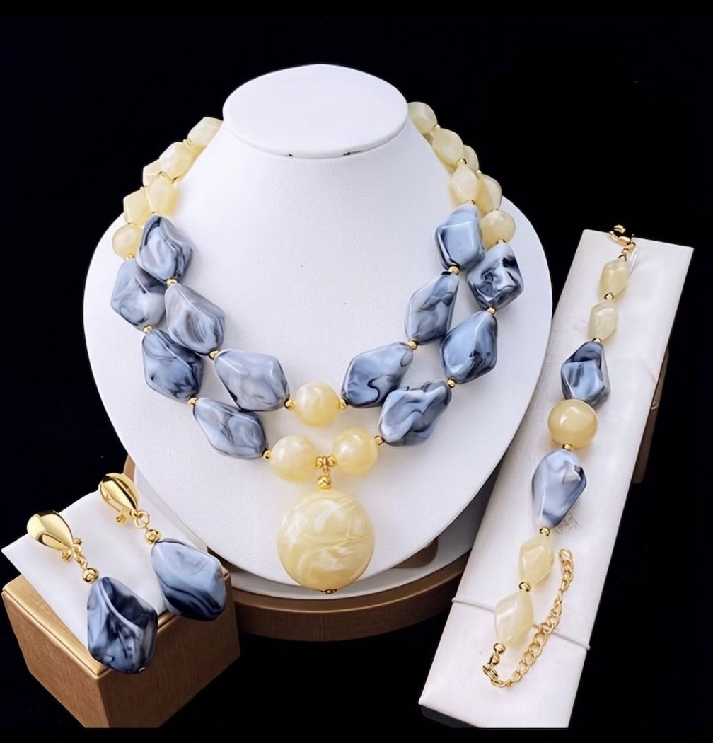 Resin Necklace with Matching Bracelet & Earrings