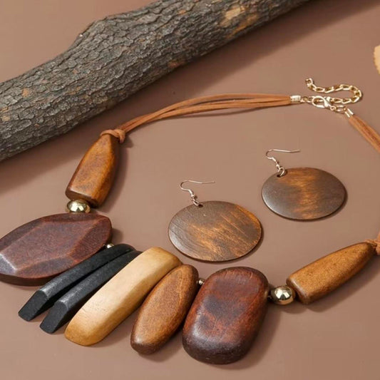 Boho Wooden Necklace Set