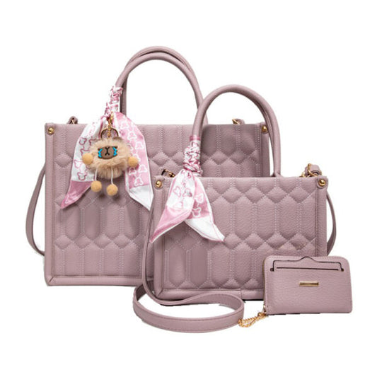 LISA QUILTED SATCHEL W MATCHING BAG & WALLET SET