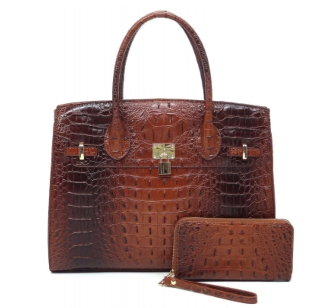 Brownie Satchel Handbag & Wallet Set