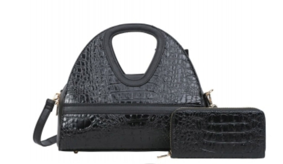 Croc Tote Bag Set -BLK