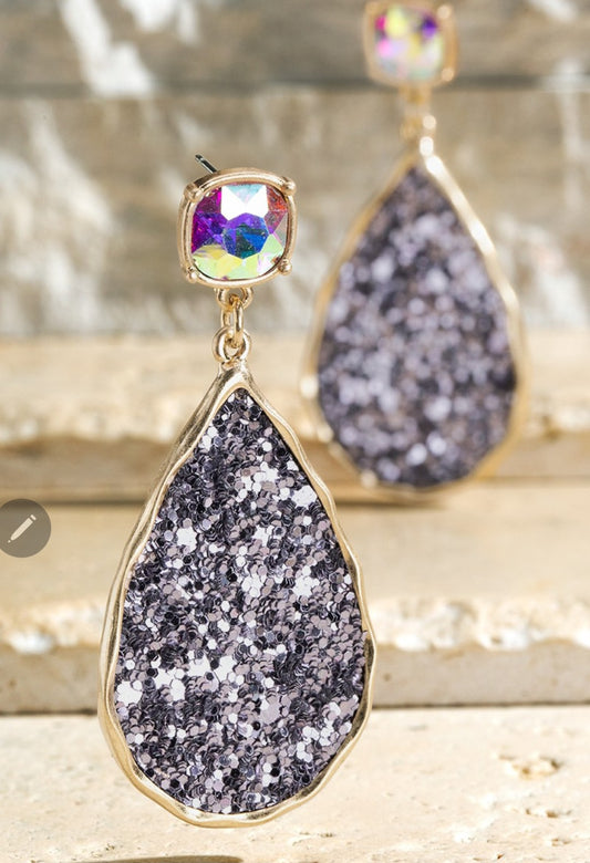 Glitter Teardrop Earrings