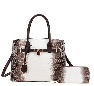 Betsy Croc Satchel Set + Wallet