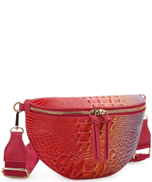 Sazia Croc-Pattern Fanny Pack