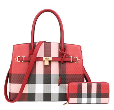 Plaid Padlock Handbag